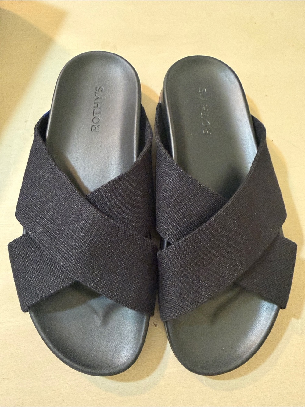 Rothy's Black Crisscross Slide Mules